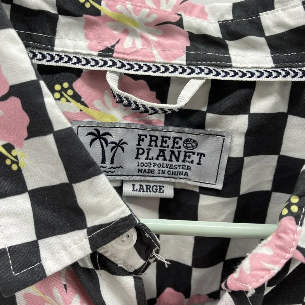 Free Planet Outfit Black Checkers And Flowers Two Piece Size Large Punk Y2K